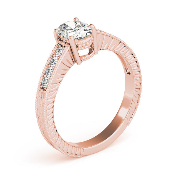 Regal Prong-Set Oval Diamond Engagement Ring in 10K/14K gold and platinum with certified lab-grown or natural diamonds