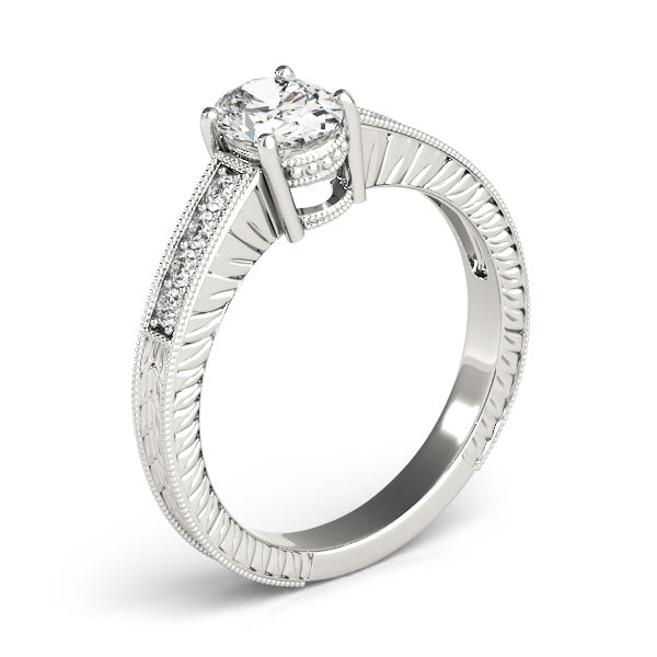 Regal Prong-Set Oval Diamond Engagement Ring in 10K/14K gold and platinum with certified lab-grown or natural diamonds