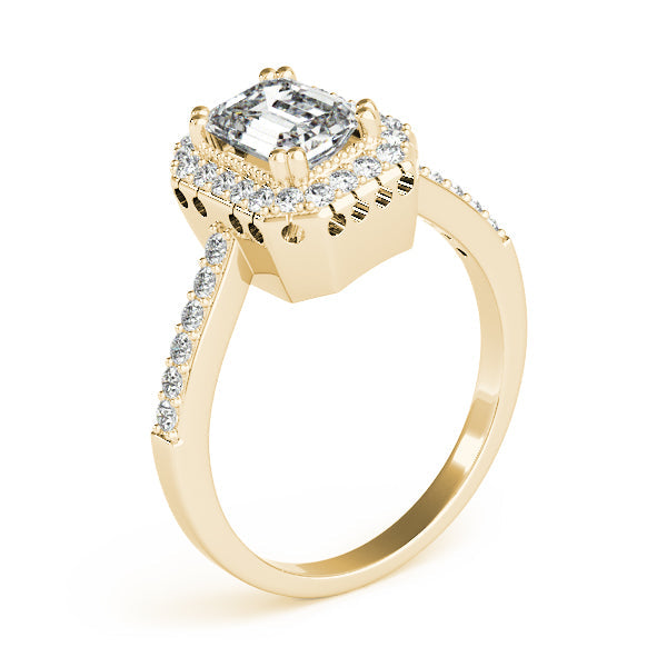 Sophisticated Color Rings Emerald Diamond Engagement Ring in 10K/14K gold and platinum with certified lab-grown or natural diamonds