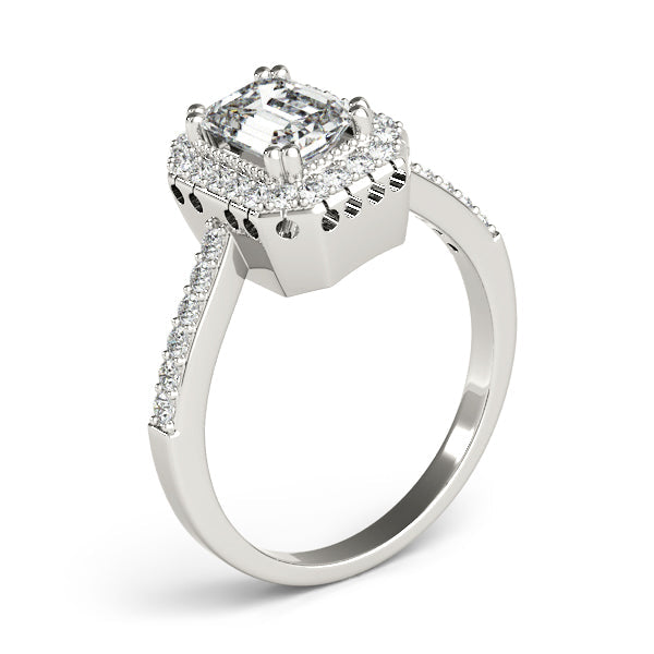 Sophisticated Color Rings Emerald Diamond Engagement Ring in 10K/14K gold and platinum with certified lab-grown or natural diamonds