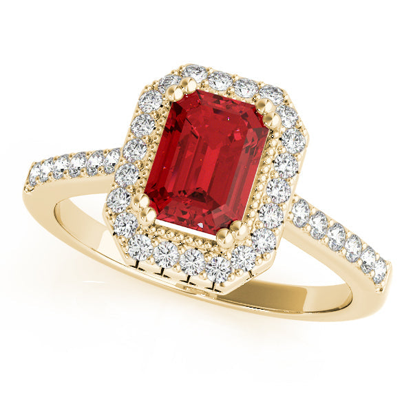 Sophisticated Color Rings Emerald Diamond Engagement Ring in 10K/14K gold and platinum with certified lab-grown or natural diamonds