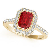 Sophisticated Color Rings Emerald Diamond Engagement Ring in 10K/14K gold and platinum with certified lab-grown or natural diamonds
