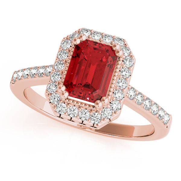 Sophisticated Color Rings Emerald Diamond Engagement Ring in 10K/14K gold and platinum with certified lab-grown or natural diamonds