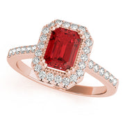 Sophisticated Color Rings Emerald Diamond Engagement Ring in 10K/14K gold and platinum with certified lab-grown or natural diamonds