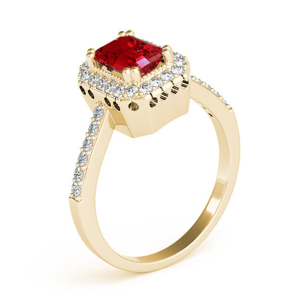 Sophisticated Color Rings Emerald Diamond Engagement Ring in 10K/14K gold and platinum with certified lab-grown or natural diamonds