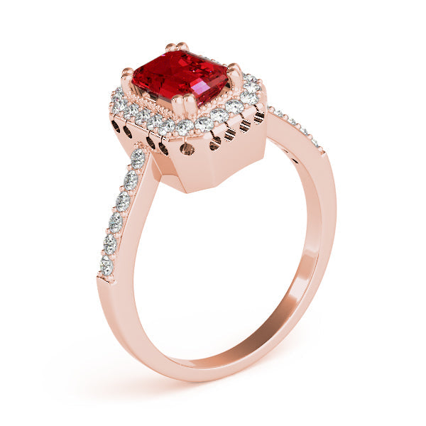 Sophisticated Color Rings Emerald Diamond Engagement Ring in 10K/14K gold and platinum with certified lab-grown or natural diamonds