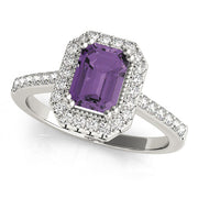 Sophisticated Color Rings Emerald Diamond Engagement Ring in 10K/14K gold and platinum with certified lab-grown or natural diamonds
