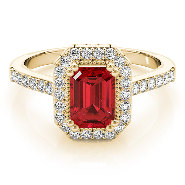 Sophisticated Color Rings Emerald Diamond Engagement Ring in 10K/14K gold and platinum with certified lab-grown or natural diamonds