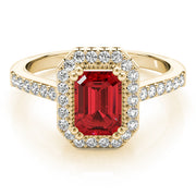 Sophisticated Color Rings Emerald Diamond Engagement Ring in 10K/14K gold and platinum with certified lab-grown or natural diamonds
