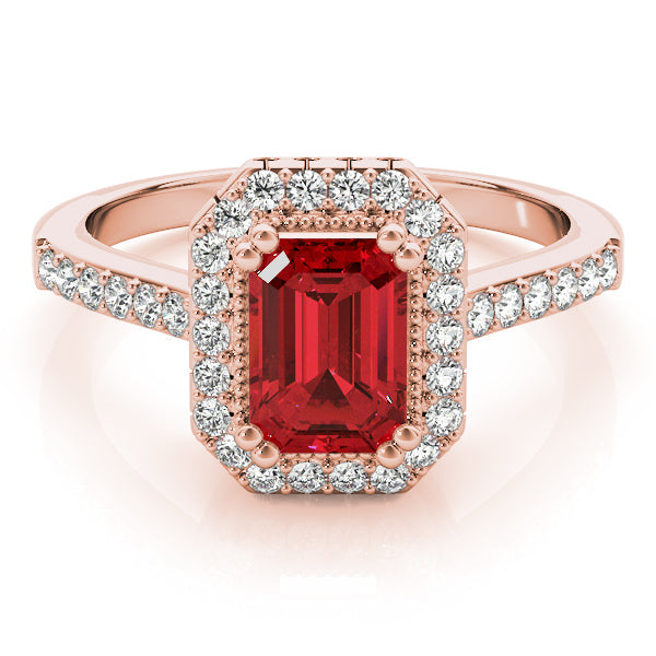 Sophisticated Color Rings Emerald Diamond Engagement Ring in 10K/14K gold and platinum with certified lab-grown or natural diamonds
