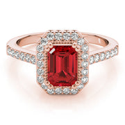 Sophisticated Color Rings Emerald Diamond Engagement Ring in 10K/14K gold and platinum with certified lab-grown or natural diamonds