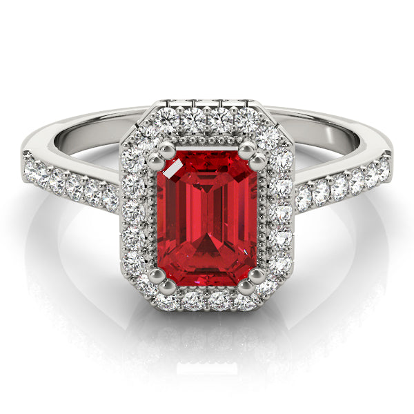 Sophisticated Color Rings Emerald Diamond Engagement Ring in 10K/14K gold and platinum with certified lab-grown or natural diamonds