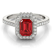Sophisticated Color Rings Emerald Diamond Engagement Ring in 10K/14K gold and platinum with certified lab-grown or natural diamonds