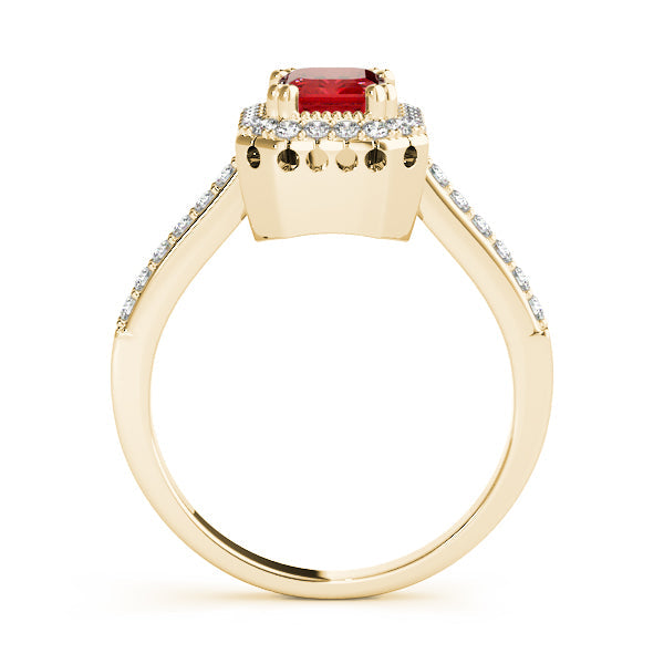 Sophisticated Color Rings Emerald Diamond Engagement Ring in 10K/14K gold and platinum with certified lab-grown or natural diamonds