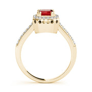 Sophisticated Color Rings Emerald Diamond Engagement Ring in 10K/14K gold and platinum with certified lab-grown or natural diamonds