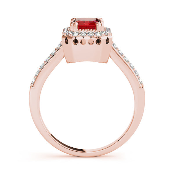 Sophisticated Color Rings Emerald Diamond Engagement Ring in 10K/14K gold and platinum with certified lab-grown or natural diamonds