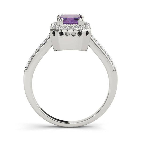 Sophisticated Color Rings Emerald Diamond Engagement Ring in 10K/14K gold and platinum with certified lab-grown or natural diamonds