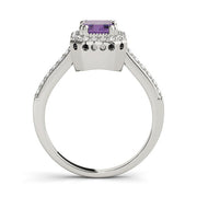 Sophisticated Color Rings Emerald Diamond Engagement Ring in 10K/14K gold and platinum with certified lab-grown or natural diamonds