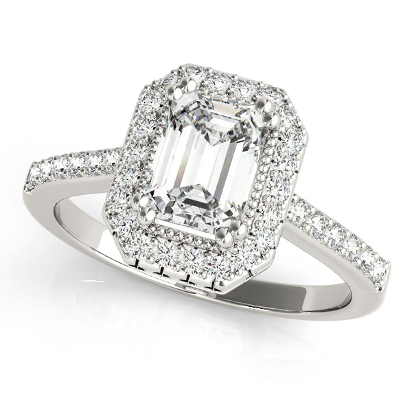Sophisticated Color Rings Emerald Diamond Engagement Ring in 10K/14K gold and platinum with certified lab-grown or natural diamonds