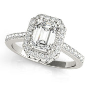 Sophisticated Color Rings Emerald Diamond Engagement Ring in 10K/14K gold and platinum with certified lab-grown or natural diamonds