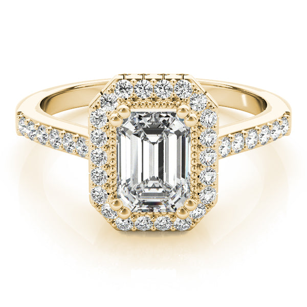 Sophisticated Color Rings Emerald Diamond Engagement Ring in 10K/14K gold and platinum with certified lab-grown or natural diamonds