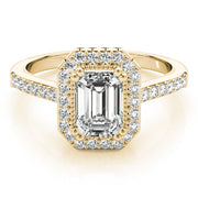 Sophisticated Color Rings Emerald Diamond Engagement Ring in 10K/14K gold and platinum with certified lab-grown or natural diamonds