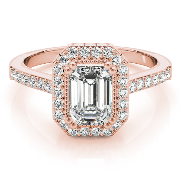 Sophisticated Color Rings Emerald Diamond Engagement Ring in 10K/14K gold and platinum with certified lab-grown or natural diamonds