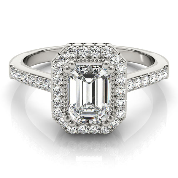 Sophisticated Color Rings Emerald Diamond Engagement Ring in 10K/14K gold and platinum with certified lab-grown or natural diamonds