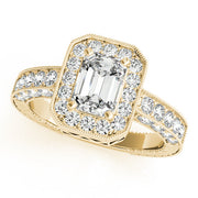 Brilliant Color Rings Emerald Diamond Engagement Ring in 10K/14K gold and platinum with certified lab-grown or natural diamonds