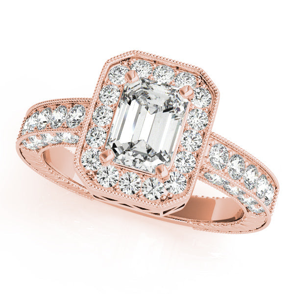 Brilliant Color Rings Emerald Diamond Engagement Ring in 10K/14K gold and platinum with certified lab-grown or natural diamonds