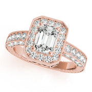 Brilliant Color Rings Emerald Diamond Engagement Ring in 10K/14K gold and platinum with certified lab-grown or natural diamonds