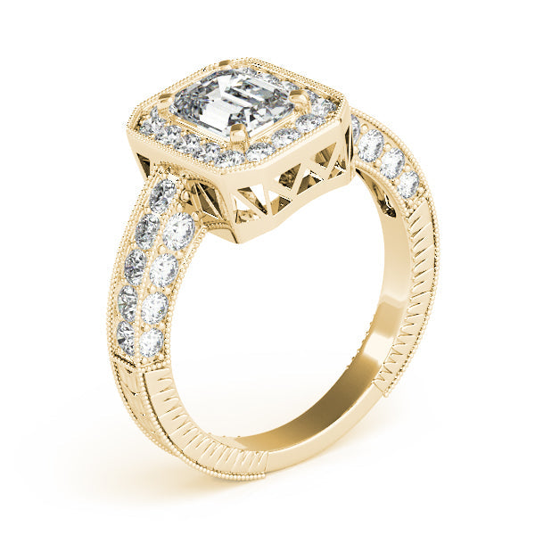 Brilliant Color Rings Emerald Diamond Engagement Ring in 10K/14K gold and platinum with certified lab-grown or natural diamonds