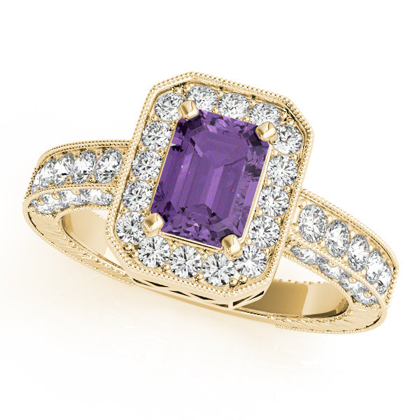 Brilliant Color Rings Emerald Diamond Engagement Ring in 10K/14K gold and platinum with certified lab-grown or natural diamonds