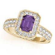 Brilliant Color Rings Emerald Diamond Engagement Ring in 10K/14K gold and platinum with certified lab-grown or natural diamonds
