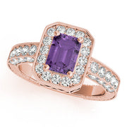Brilliant Color Rings Emerald Diamond Engagement Ring in 10K/14K gold and platinum with certified lab-grown or natural diamonds