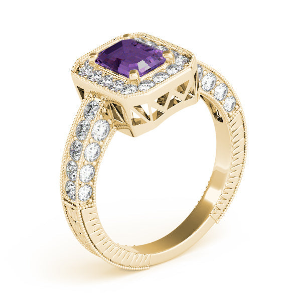 Brilliant Color Rings Emerald Diamond Engagement Ring in 10K/14K gold and platinum with certified lab-grown or natural diamonds
