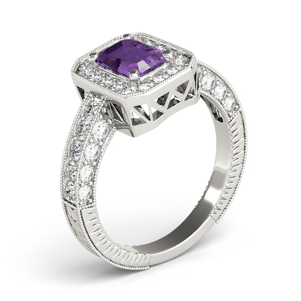 Brilliant Color Rings Emerald Diamond Engagement Ring in 10K/14K gold and platinum with certified lab-grown or natural diamonds