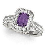 Brilliant Color Rings Emerald Diamond Engagement Ring in 10K/14K gold and platinum with certified lab-grown or natural diamonds