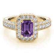 Brilliant Color Rings Emerald Diamond Engagement Ring in 10K/14K gold and platinum with certified lab-grown or natural diamonds