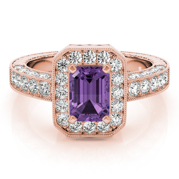 Brilliant Color Rings Emerald Diamond Engagement Ring in 10K/14K gold and platinum with certified lab-grown or natural diamonds