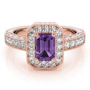 Brilliant Color Rings Emerald Diamond Engagement Ring in 10K/14K gold and platinum with certified lab-grown or natural diamonds