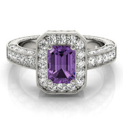 Brilliant Color Rings Emerald Diamond Engagement Ring in 10K/14K gold and platinum with certified lab-grown or natural diamonds
