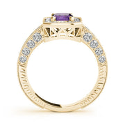 Brilliant Color Rings Emerald Diamond Engagement Ring in 10K/14K gold and platinum with certified lab-grown or natural diamonds