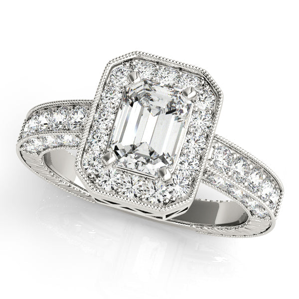 Brilliant Color Rings Emerald Diamond Engagement Ring in 10K/14K gold and platinum with certified lab-grown or natural diamonds