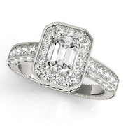 Brilliant Color Rings Emerald Diamond Engagement Ring in 10K/14K gold and platinum with certified lab-grown or natural diamonds