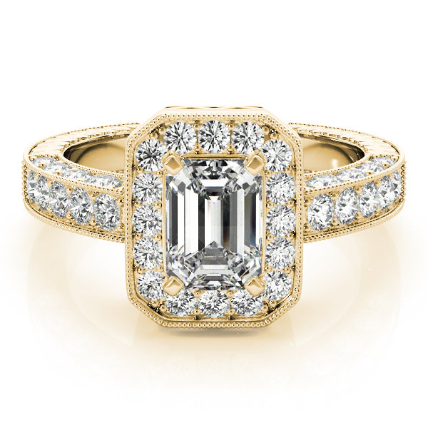 Brilliant Color Rings Emerald Diamond Engagement Ring in 10K/14K gold and platinum with certified lab-grown or natural diamonds