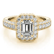 Brilliant Color Rings Emerald Diamond Engagement Ring in 10K/14K gold and platinum with certified lab-grown or natural diamonds