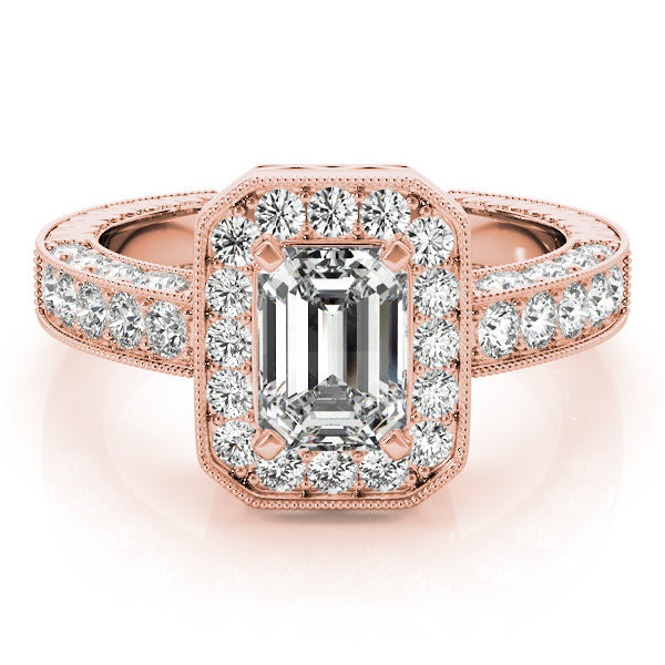 Brilliant Color Rings Emerald Diamond Engagement Ring in 10K/14K gold and platinum with certified lab-grown or natural diamonds