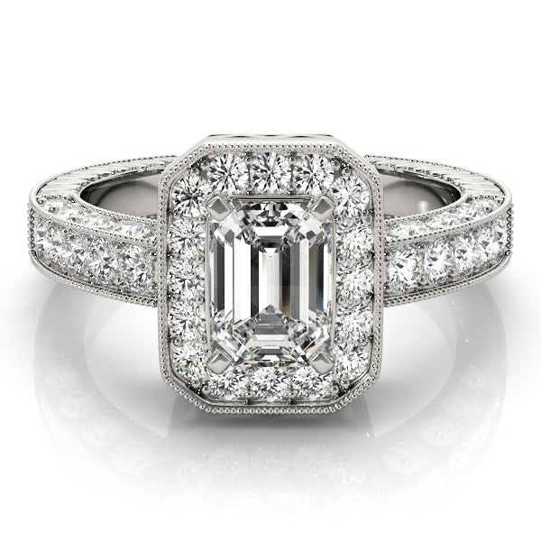 Brilliant Color Rings Emerald Diamond Engagement Ring in 10K/14K gold and platinum with certified lab-grown or natural diamonds