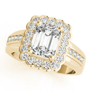 Sculpted Color Rings Emerald Diamond Engagement Ring in 10K/14K gold and platinum with certified lab-grown or natural diamonds